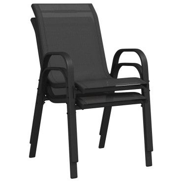 vidaXL Καρέκλες Κήπου Στοιβαζόμενες 2 τεμ. Μαύρες από Ύφασμα Textilene 55x65x89cm