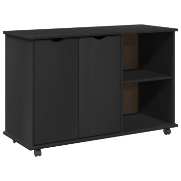 vidaXL Κινητό Ντουλάπι Μαύρο 100x39x65,5cm Στερεό ξύλο πεύκου
