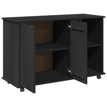 vidaXL Κινητό Ντουλάπι Μαύρο 100x39x65,5cm Στερεό ξύλο πεύκου