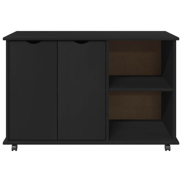 vidaXL Κινητό Ντουλάπι Μαύρο 100x39x65,5cm Στερεό ξύλο πεύκου