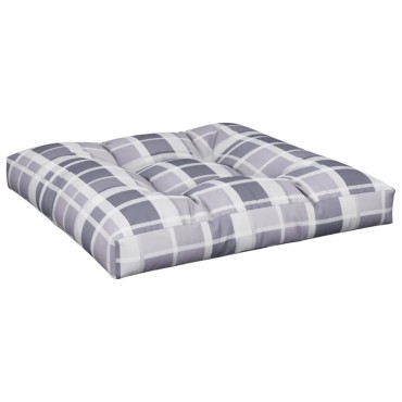 vidaXL Μαξιλάρι Παλέτας Γκρι Καρό 80x80x12cm Υφασμάτινο