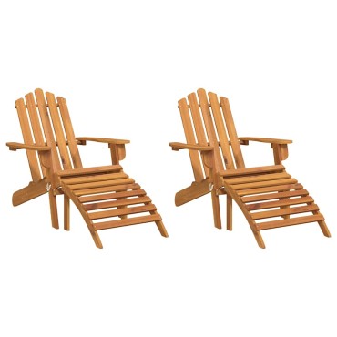 vidaXL Καρέκλες Κήπου 2 τεμ. Adirondack με Υποπόδια Μασίφ Ξύλο Ακακίας 75x84x90cm