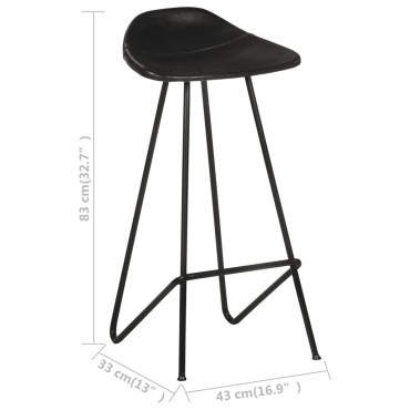 vidaXL Σκαμπό Μπαρ 2 τεμ. Μαύρα από Γνήσιο Δέρμα 45x39x83cm