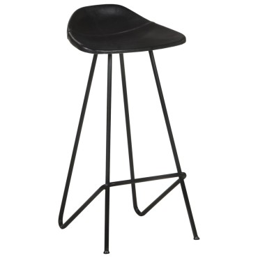 vidaXL Σκαμπό Μπαρ 2 τεμ. Μαύρα από Γνήσιο Δέρμα 45x39x83cm