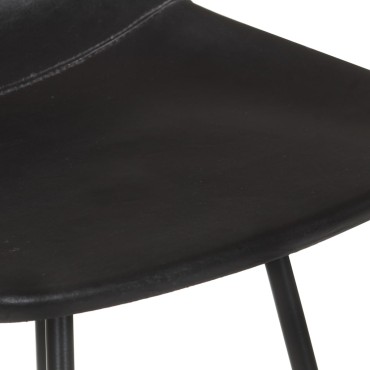 vidaXL Σκαμπό Μπαρ 2 τεμ. Μαύρα από Γνήσιο Δέρμα 45x39x83cm