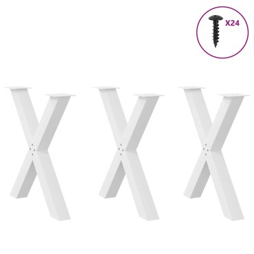 vidaXL Πόδια Τραπεζαρίας σε Σχήμα Χ 3 τεμ. Λευκά 80x(72-73)cm Ατσάλι