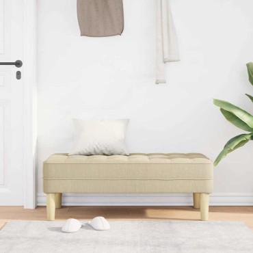 vidaXL παγκάκι με μαξιλάρι Κρεμ 113x57x39cm ύφασμα