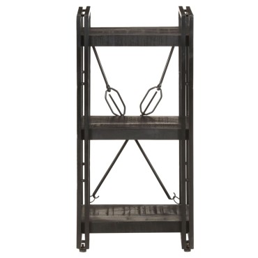 vidaXL Βιβλιοθήκη με 3 Επίπεδα Μαύρη 40x30x80cm Μασίφ Ξύλο Μάνγκο 1 τεμ.