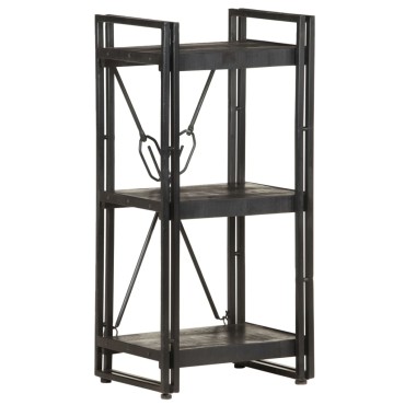 vidaXL Βιβλιοθήκη με 3 Επίπεδα Μαύρη 40x30x80cm Μασίφ Ξύλο Μάνγκο 1 τεμ.