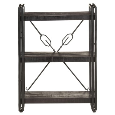 vidaXL Βιβλιοθήκη με 3 Επίπεδα Μαύρη 60x30x80cm Μασίφ Ξύλο Μάνγκο 1 τεμ.