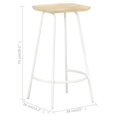 vidaXL Σκαμπό Μπαρ 4 τεμ. από Μασίφ Ξύλο Μάνγκο 38x36x74cm