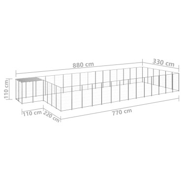 vidaXL Σπιτάκι Σκύλου Ασημί 26,62 μ² Ατσάλινο
