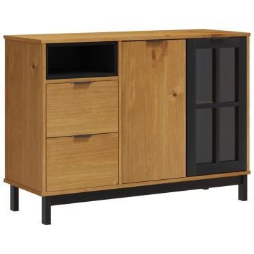 vidaXL Μπουφές FLAM 110x40x80cm από Μασίφ Ξύλο Πεύκο με Γυάλινη Πόρτα 1 τεμ.