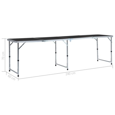 vidaXL Τραπέζι Κάμπινγκ Πτυσσόμενο Γκρι 240 x 60 εκ. Αλουμινίου