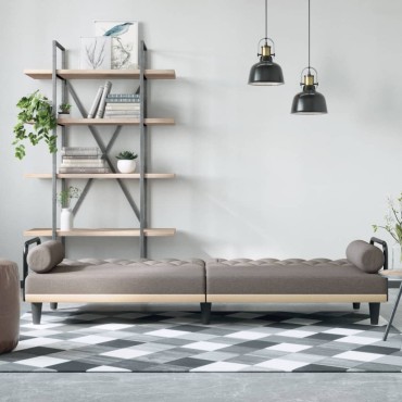 vidaXL Καναπές Κρεβάτι με Μπράτσα Taupe Υφασμάτινος 205x100x47cm 1 τεμ. Γωνιακός