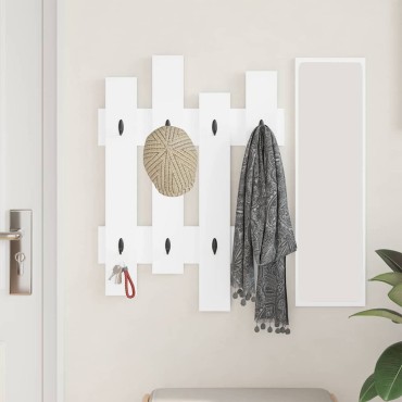 vidaXL Τοίχου Κρεμάστρα Επιτοίχιο Λευκό 60x3x82cm
