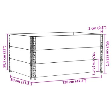 vidaXL Κολάρα Παλέτας 3 τεμ. Γκρι 120x80 εκ. από Μασίφ Ξύλο Πεύκου