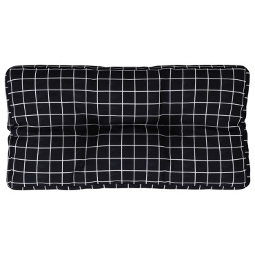 vidaXL Μαξιλάρι Παλέτας Μαύρο Καρό 70x40x12cm Υφασμάτινο