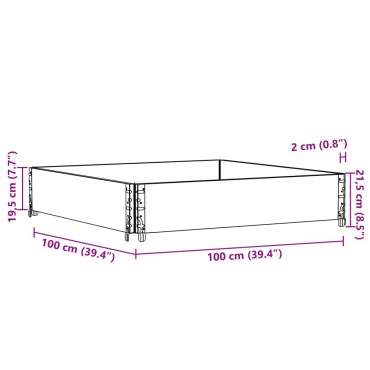 vidaXL Κολάρα Παλέτας Γκρι 100x100 εκ. από Μασίφ Ξύλο Πεύκου
