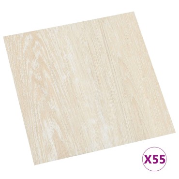 vidaXL Πλάκες Δαπέδου Λευκό και Μπεζ 5,11 τ.μ. 55 τμχ. PVC