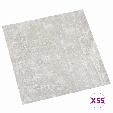 vidaXL Πλάκες Δαπέδου Λευκό και Ξύλο 5,11 τ.μ. 55 τμχ. PVC