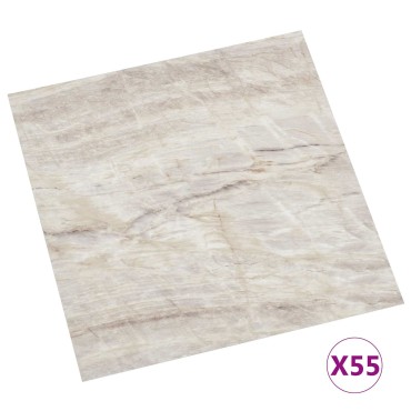 vidaXL Πλάκες Δαπέδου Καφέ και μπεζ 5,11 τ.μ. 55 τμχ. PVC