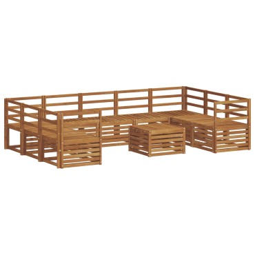 vidaXL Σειρά Καναπέ Εξωτερικού 10 τεμ. Φυσικό 59x59x37cm