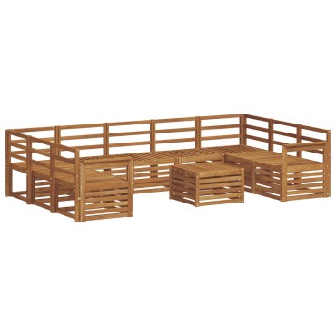 vidaXL Σειρά Καναπέ Εξωτερικού 10 τεμ. Φυσικό 59x59x37cm
