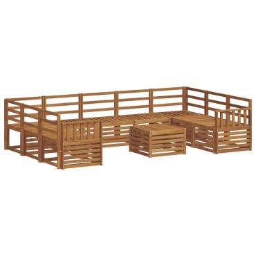 vidaXL Σειρά Καναπέ Εξωτερικού 10 τεμ. Φυσικό 59x59x37cm
