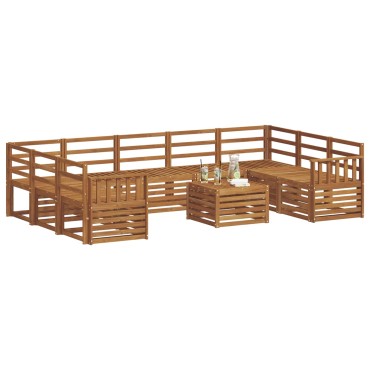 vidaXL Σειρά Καναπέ Εξωτερικού 10 τεμ. Φυσικό 59x59x37cm