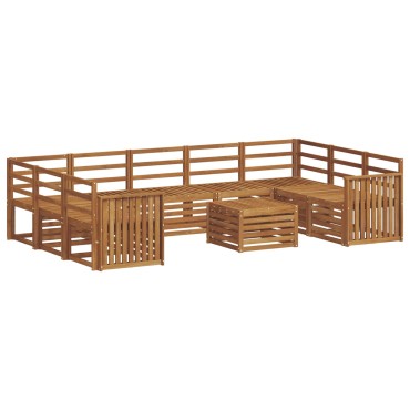 vidaXL Σειρά Καναπέ Εξωτερικού 10 τεμ. Φυσικό 59x59x37cm