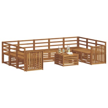 vidaXL Σειρά Καναπέ Εξωτερικού 10 τεμ. Φυσικό 59x59x37cm