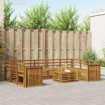 vidaXL Σειρά Καναπέ Εξωτερικού 10 τεμ. Φυσικό 59x59x37cm