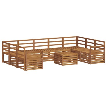 vidaXL Σειρά Καναπέ Εξωτερικού 10 τεμ. Φυσικό 59x59x37cm