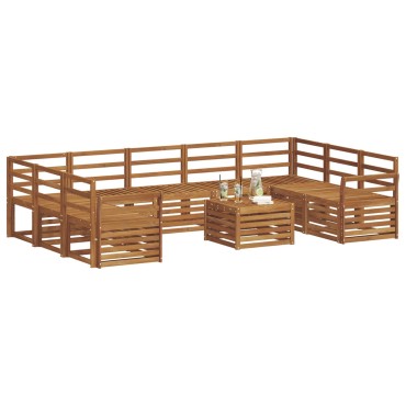 vidaXL Σειρά Καναπέ Εξωτερικού 10 τεμ. Φυσικό 59x59x37cm