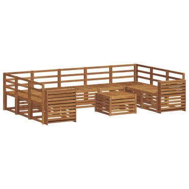 vidaXL Σειρά Καναπέ Εξωτερικού 10 τεμ. Φυσικό 59x59x37cm