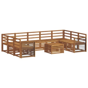 vidaXL Σειρά Καναπέ Εξωτερικού 10 τεμ. Φυσικό 59x59x37cm