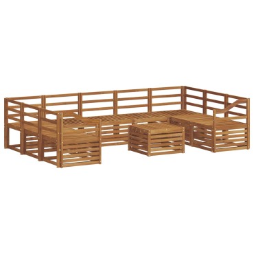 vidaXL Σειρά Καναπέ Εξωτερικού 10 τεμ. Φυσικό 59x59x37cm