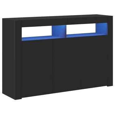 vidaXL Μπουφές με LED Μαύρος 115,5x30x75cm 1 τεμ.