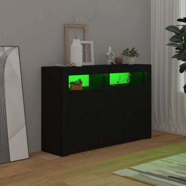 vidaXL Μπουφές με LED Μαύρος 115,5x30x75cm 1 τεμ.