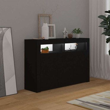 vidaXL Μπουφές με LED Μαύρος 115,5x30x75cm 1 τεμ.