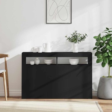 vidaXL Μπουφές με LED Μαύρος 115,5x30x75cm 1 τεμ.