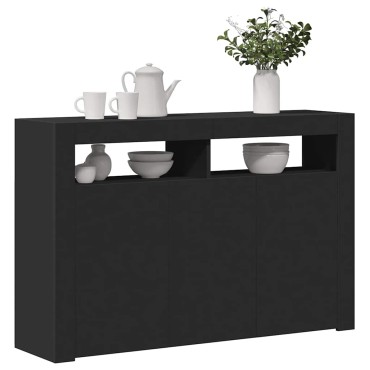 vidaXL Μπουφές με LED Μαύρος 115,5x30x75cm 1 τεμ.
