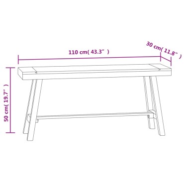 vidaXL Παγκάκι από Μασίφ Ξύλο Teak 110x30x50cm 1 τεμ.