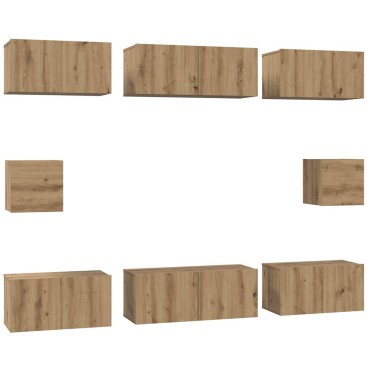 vidaXL Σετ επίπλου τηλεόρασης 8 τμχ. Artisan Oak Επεξεργασμένο Ξύλο