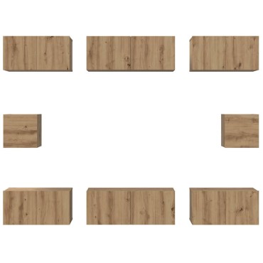 vidaXL Σετ επίπλου τηλεόρασης 8 τμχ. Artisan Oak Επεξεργασμένο Ξύλο