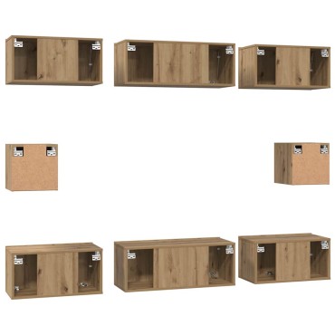 vidaXL Σετ επίπλου τηλεόρασης 8 τμχ. Artisan Oak Επεξεργασμένο Ξύλο
