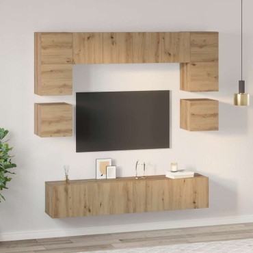 vidaXL Σετ επίπλου τηλεόρασης 8 τμχ. Artisan Oak Επεξεργασμένο Ξύλο