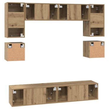 vidaXL Σετ επίπλου τηλεόρασης 8 τμχ. Artisan Oak Επεξεργασμένο Ξύλο