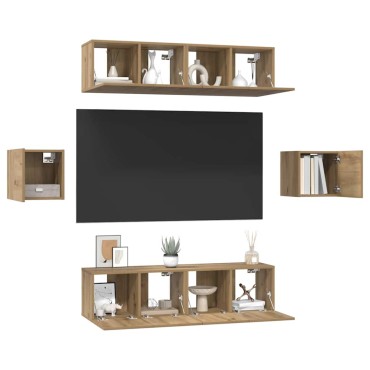 vidaXL Σετ επίπλου τηλεόρασης 6 τμχ. Artisan Oak Επεξεργασμένο Ξύλο